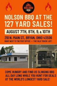 NOLSON BBQ AT THE 127 YARD SALES!